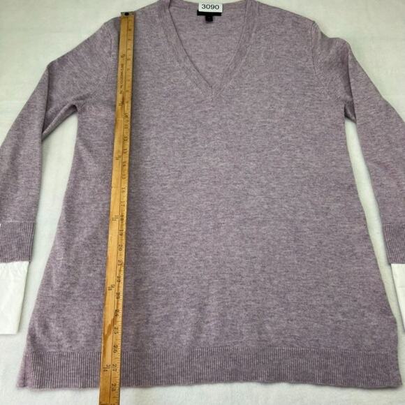 J.Crew Sweater Womens Medium Purple Lilac Wool Blend Long Sleeve V-Neck - Picture 6 of 13